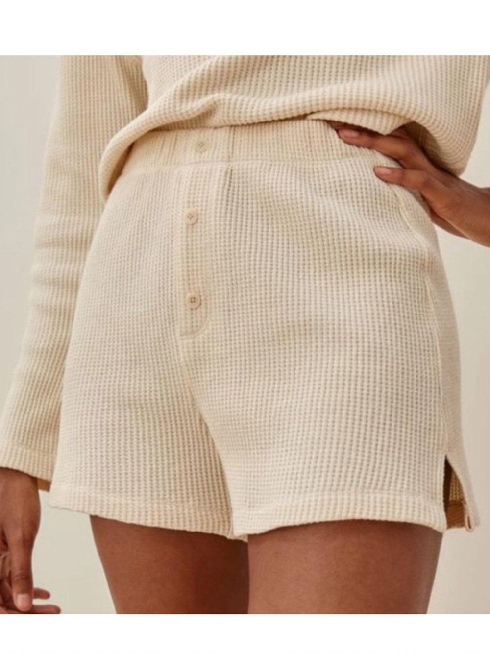 Reformation Dixon Waffle Short in Ivory